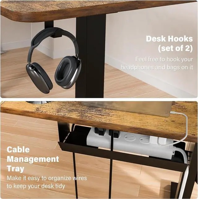Alt view image 6 of 7 - Upgrade Version 63 * 55 inch L Shaped Electric Adjustable Height Standing Desk, Corner Stand Up Sit Computer Table for Gaming Office by DT