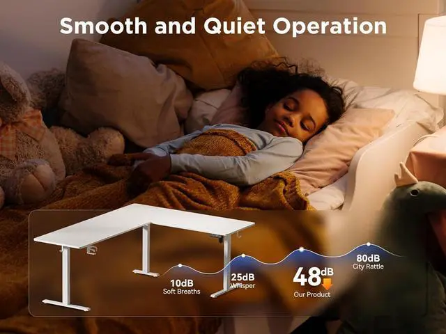 Alt view image 5 of 7 - 75x61 Inches Reversible L Shaped Standing Desk Height Adjustable with Cup Holder, Electric Corner Computer Workstation for Home Office, Ergonomic Sit Stand up Gaming Desk, White