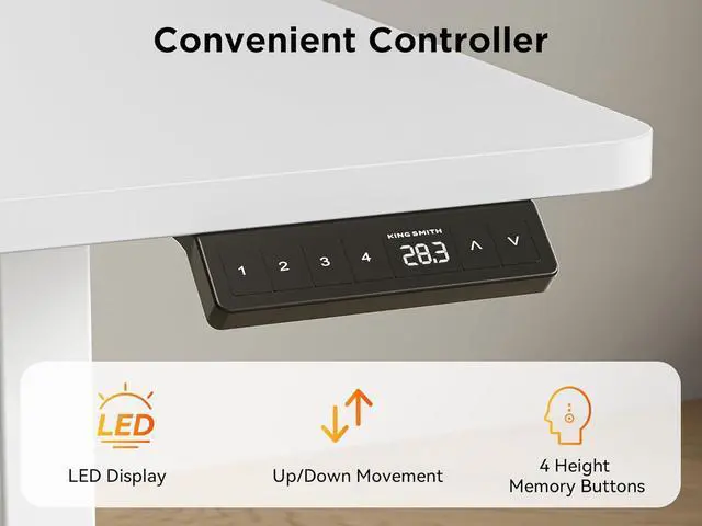 Alt view image 6 of 7 - 75x61 Inches Reversible L Shaped Standing Desk Height Adjustable with Cup Holder, Electric Corner Computer Workstation for Home Office, Ergonomic Sit Stand up Gaming Desk, White
