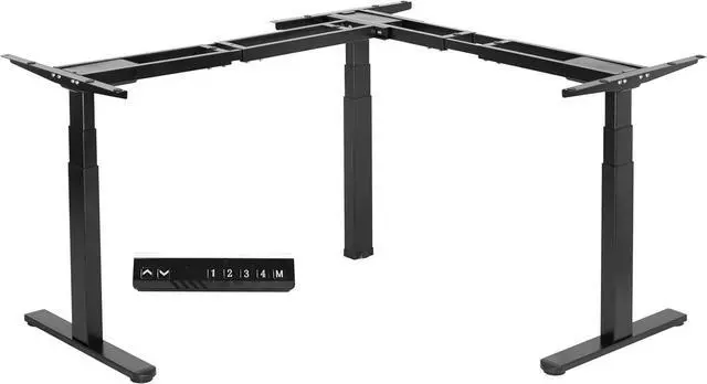 Main image of Electric Triple Motor Height Adjustable 3 Leg Corner Desk Frame, up to 300lbs, Sit Stand Ergonomic L Shaped Frame Only, Black, DESK-V130EB