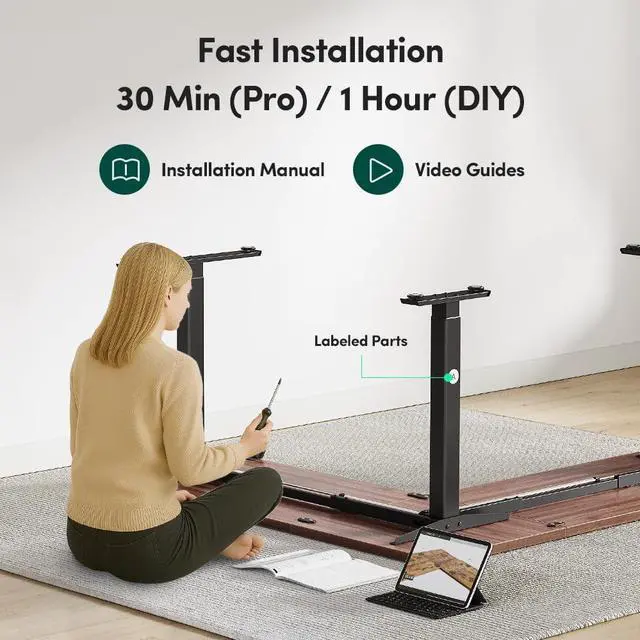 Alt view image 7 of 7 - 75 * 63" L Shaped Standing Desk, Electric Height Adjustable L Shaped Desk, Suitable for Home Office, Black Walnat