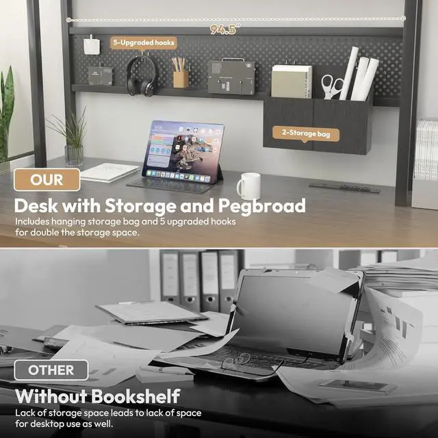 Alt view image 4 of 7 - L Shaped Desk with Pegboard and Drawers, Reversible 67 Gaming Desk with RGB Light and Power Outlet, Computer Corner Desk with Storage and Hutch for Game Office Home, Grey