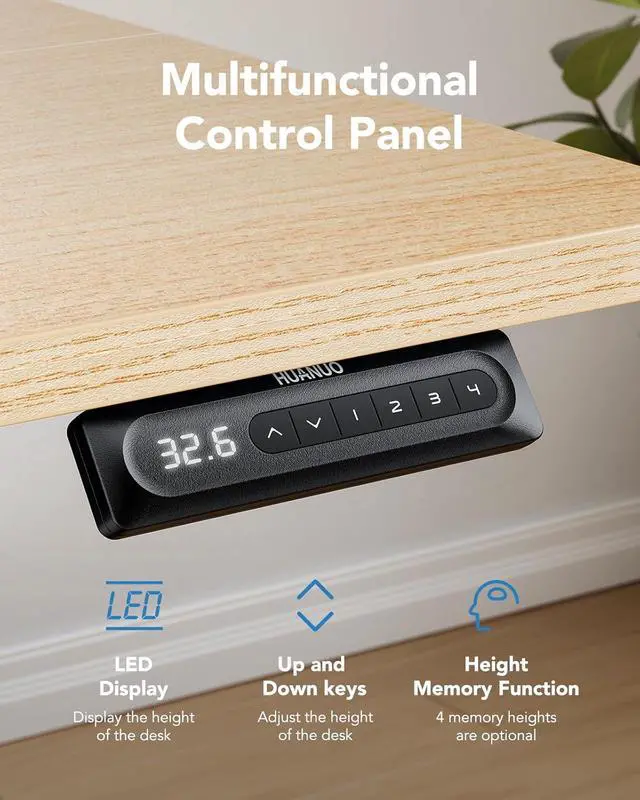 Alt view image 6 of 7 - 55" x 28" Electric Standing Desk Adjustable Height, 4 Memory Height Settings, Headphone Hook, Cable Manager, Sit Stand Up Desk for Home Office & Computer Workstation, Nature