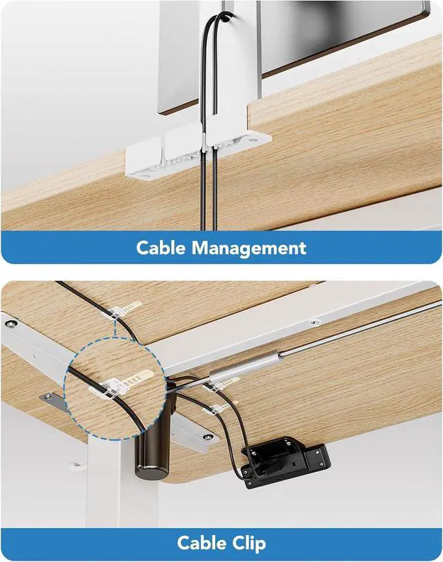 Alt view image 7 of 7 - 55" x 28" Electric Standing Desk Adjustable Height, 4 Memory Height Settings, Headphone Hook, Cable Manager, Sit Stand Up Desk for Home Office & Computer Workstation, Nature