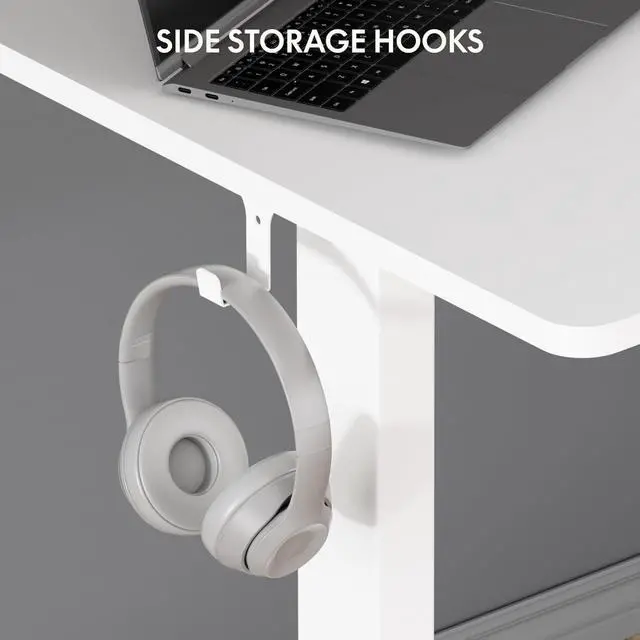 Alt view image 5 of 7 - EN1 One-Piece Standing Desk 48 x 24 Inches Height Adjustable Desk Electric Sit Stand Up Desk Home Office Desks Computer Workstation (White Frame + White Desktop)