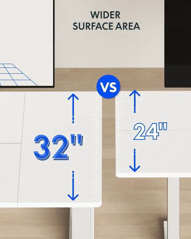 Alt view image 4 of 7 - 79 x 32 Inch Large Standing Desk, Stand Up Desk with Splice Board, Rising Desks for Home Office, Office Desk with Cup Holder and Headphone Hook (White Frame + White Top, 2 kages)