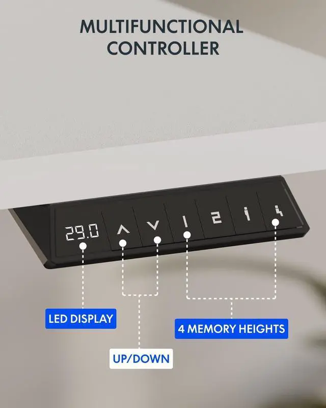 Alt view image 6 of 7 - 79 x 32 Inch Large Standing Desk, Stand Up Desk with Splice Board, Rising Desks for Home Office, Office Desk with Cup Holder and Headphone Hook (White Frame + White Top, 2 kages)