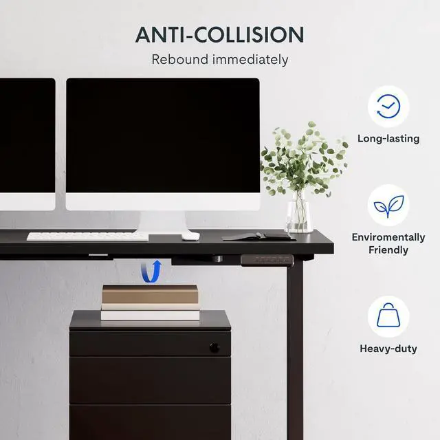 Alt view image 7 of 7 - FLEXISPOT L Shaped Standing Desk, 71 x 63 Inch Electric Height Adjustable Corner Desk, Sit Stand Computer Workstation, Preset Controller, Home Office, Black Frame with Black Top