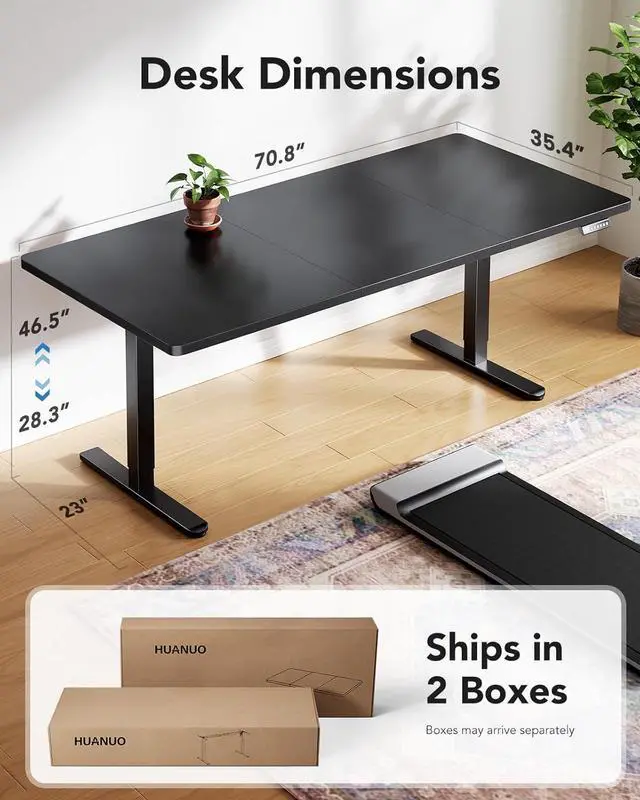 Alt view image 3 of 7 - Electric Standing Desk, 71 x 35 inch Large Height Adjustable Table, Powerful Brushless Motor, 4 Memory Preset, Sit Stand Up Desk, Home Office Computer Table with Thick T-Shaped Frame