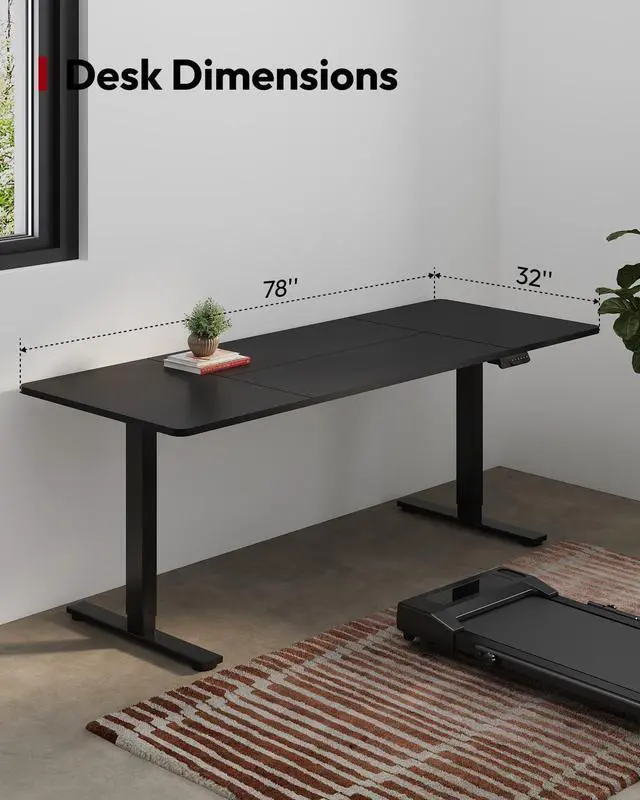 Alt view image 3 of 7 - Standing Desk Height Adjustable Electric Stand up Desk 79x32 Inches Sit Stand Home Office Desk with Splice Board, Black Frame/Black Top
