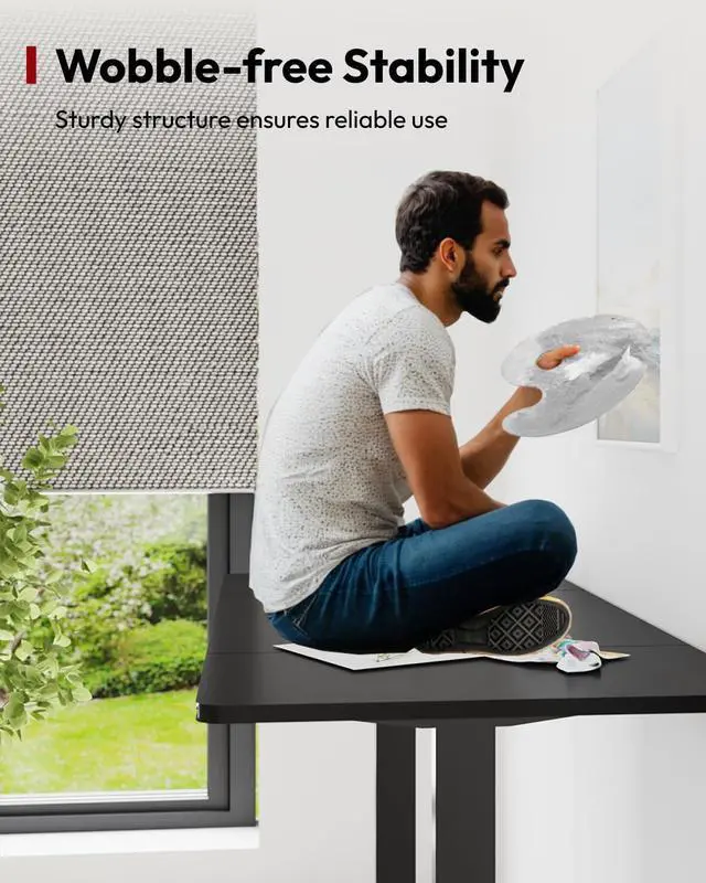 Alt view image 6 of 7 - Standing Desk Height Adjustable Electric Stand up Desk 79x32 Inches Sit Stand Home Office Desk with Splice Board, Black Frame/Black Top