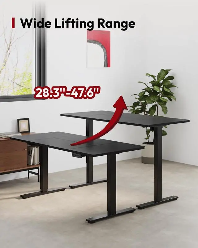 Alt view image 7 of 7 - Standing Desk Height Adjustable Electric Stand up Desk 79x32 Inches Sit Stand Home Office Desk with Splice Board, Black Frame/Black Top