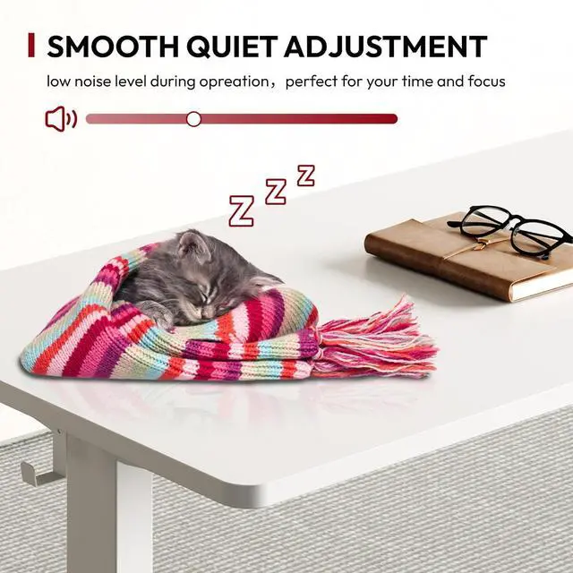 Alt view image 7 of 7 - Electric Standing Desk 40 x 24 Inches Whole-Piece Desktop Height Adjustable Stand Up Desk w/6-Button Controller Ergonomic Computer Desk for Home Office, White Frame + White Tabletop