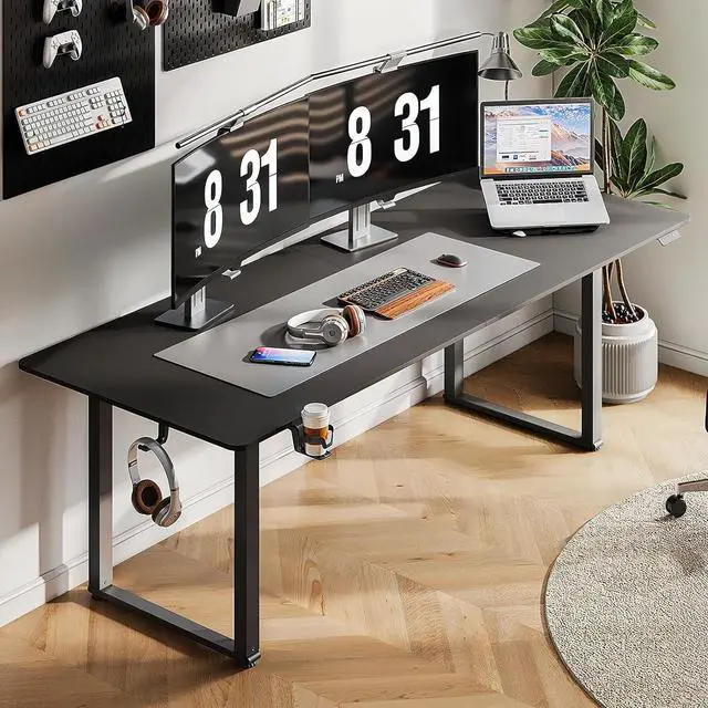 Main image of Standing Desk, 63x30 Inches Rectangle Stand Up Desk with 4 Legs, Dual Motor and Memory Controller, Adjustable Height from 28-46 Inches for Home and Computer Workstation, Black