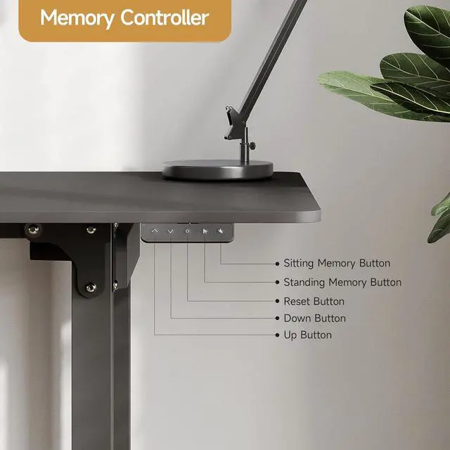 Alt view image 4 of 7 - Standing Desk, 63x30 Inches Rectangle Stand Up Desk with 4 Legs, Dual Motor and Memory Controller, Adjustable Height from 28-46 Inches for Home and Computer Workstation, Black