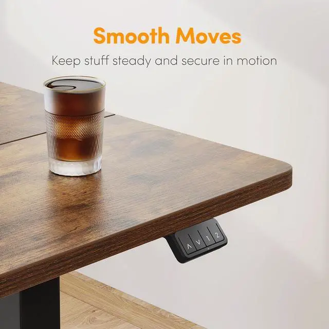 Alt view image 5 of 6 - CUIBIKER 55'' Standing Desk, Electric Stand up Height Adjustable Home Office Table, Sit Stand Desk with Splice Board, Rustic Brown