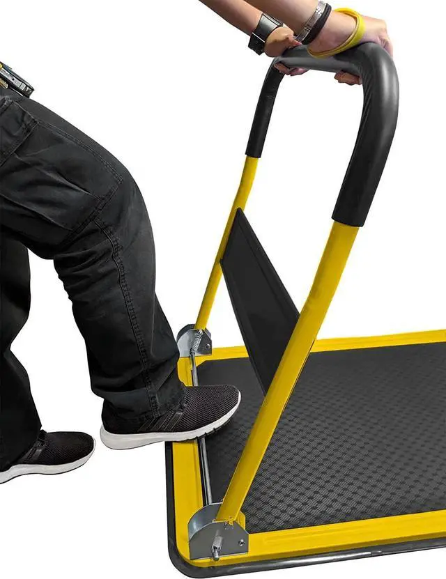 Alt view image 7 of 7 - Upgraded Foldable Push C Dolly | 660 lbs. Caity Moving Platform Hand Truck | Heavy Duty Se Saving Collapsible | Swivel Push Handle Flat Bed Wagon - Yellow