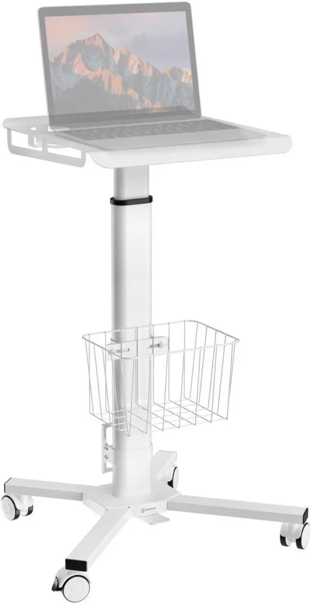 Main image of Mobile Laptop C on Wheels with Load up to 17.6 lbs, Height Adjustable Side Table with Wheels & Storage, Portable Workstation for Laptop/Small Rolling Desk for Couch White