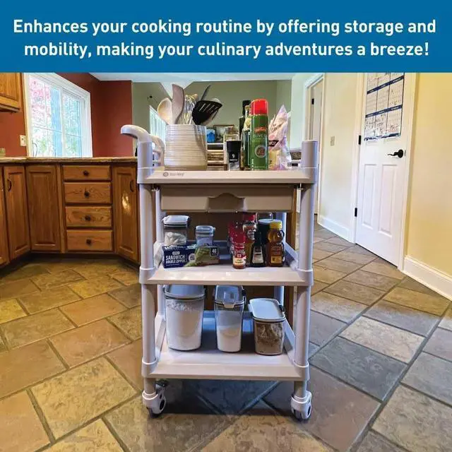 Alt view image 4 of 6 - 3-Tier Medical Utility C with Drawer and Shelves  360 Degree Multi-Functional Mobile Storage Organizer for Clinic, Hospital, Lab, Office