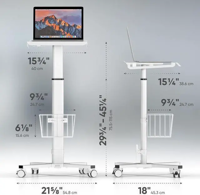 Alt view image 3 of 7 - Mobile Laptop C on Wheels with Load up to 17.6 lbs, Height Adjustable Side Table with Wheels & Storage, Portable Workstation for Laptop/Small Rolling Desk for Couch White