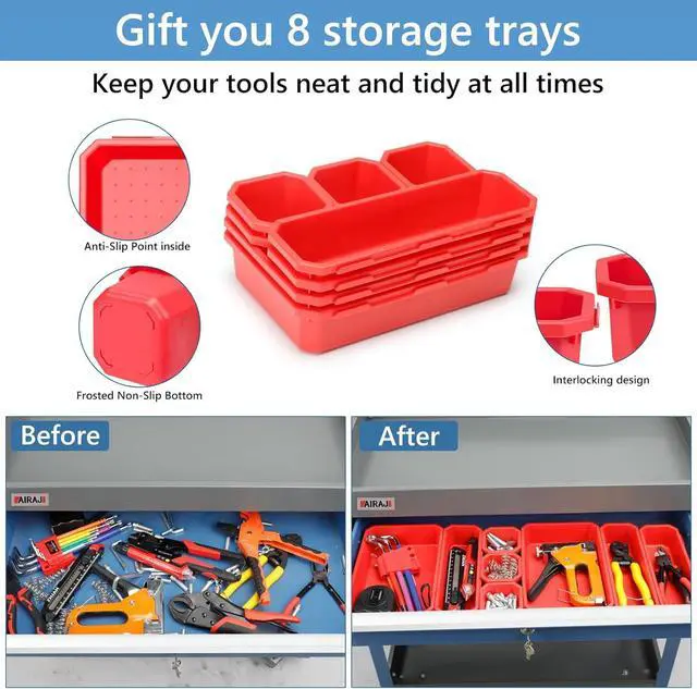 Alt view image 4 of 6 - 3 Tier Rolling Tool C,Mechanic Tool C on Wheels,Industrial Utility C with Drawers and Pegboard,440 LBS Caity Tool Storage C for Garage,Warehouse,Blue