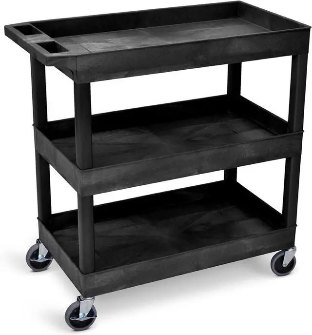 Main image of Tubstr 3-Tier Rolling Utility C with Wheels | Supports 300 lbs. Total | Heavy-Duty Caity for Garage Storage, Office Ses, & Kitchen Use | Durable Tool C with Locking Wheels (Black, 32 x 18)