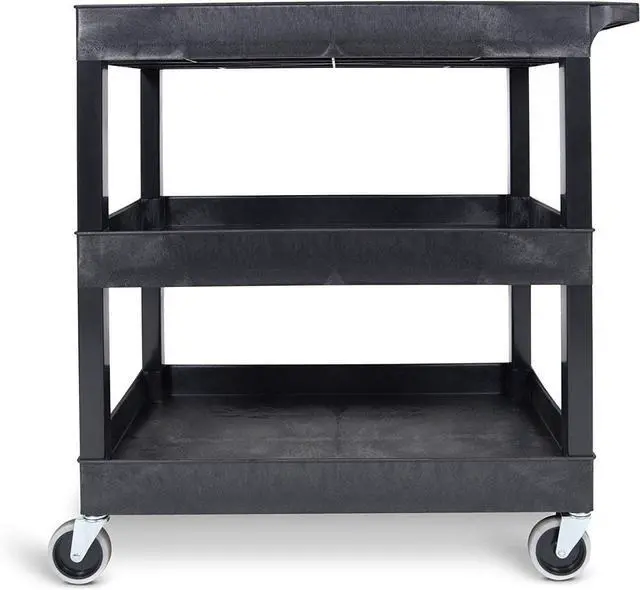 Alt view image 7 of 7 - Tubstr 3-Tier Rolling Utility C with Wheels | Supports 300 lbs. Total | Heavy-Duty Caity for Garage Storage, Office Ses, & Kitchen Use | Durable Tool C with Locking Wheels (Black, 32 x 18)