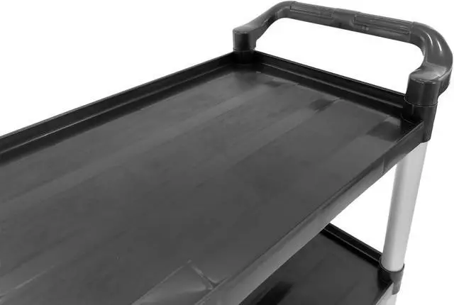 Alt view image 6 of 6 - Commercial 3-Shelf Rolling Service Utility C | Caity 390 lbs. | 37" x 34" x 16" | Black