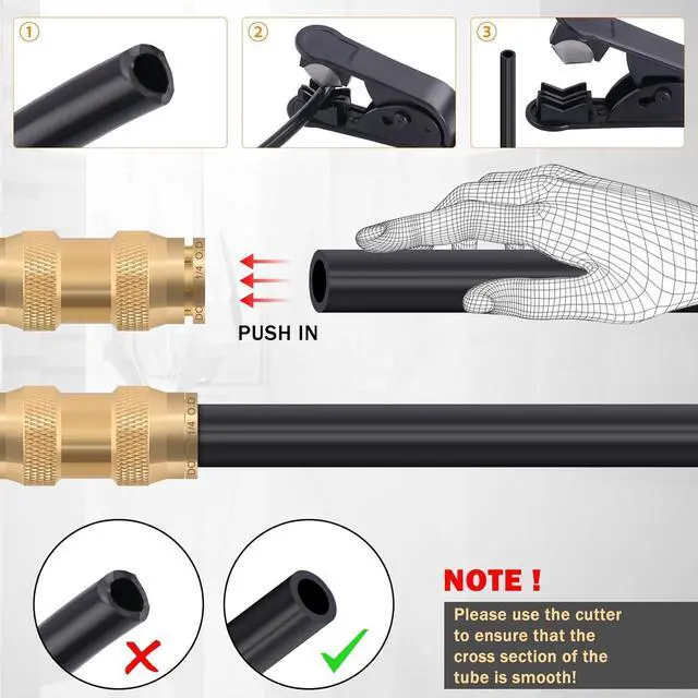 Alt view image 7 of 7 - 35 PCS Brass DOT Air Line Fittings Kit 1/4 3/8 1/2 DOT Quick Connect Air Fittings Straight & Tee Union Push to Connect Air Hose Fittings for Semi Truck Trailers Air Brake System