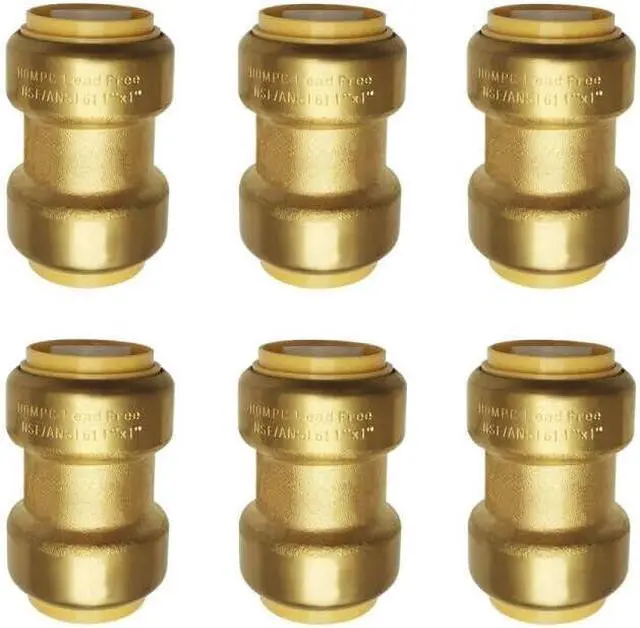 Main image of 1" Pex Fitting Straight Coupling Push Fit PEX Fittings, Push-to-Connect Copper, CPVC, No Pb Brass Plumbing Fittings (6, 1 Inch(1"))