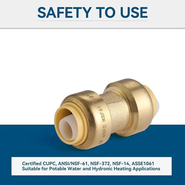 Alt view image 2 of 6 - 20 Pack 3/4 Inch Pushfit Straight Coupling, PEX Brass Push-fit Coupling with Disconnect Clip, Push-to-Connect Plumbing Fittings for PEX, Copper, CPVC