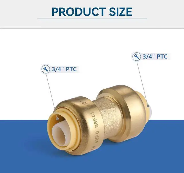 Alt view image 4 of 6 - 20 Pack 3/4 Inch Pushfit Straight Coupling, PEX Brass Push-fit Coupling with Disconnect Clip, Push-to-Connect Plumbing Fittings for PEX, Copper, CPVC