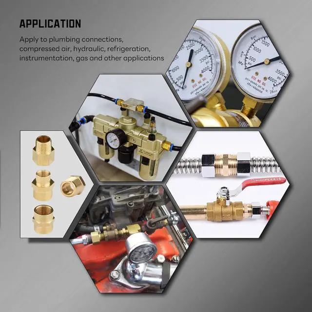 Alt view image 7 of 7 - 66pcs Brass Pipe Fittings Assortment NPT Adapter Fitting, Reducer Bushing, Hex Nipple, Reducing Hex Coupling, Pipe Head Brass Plug Kit