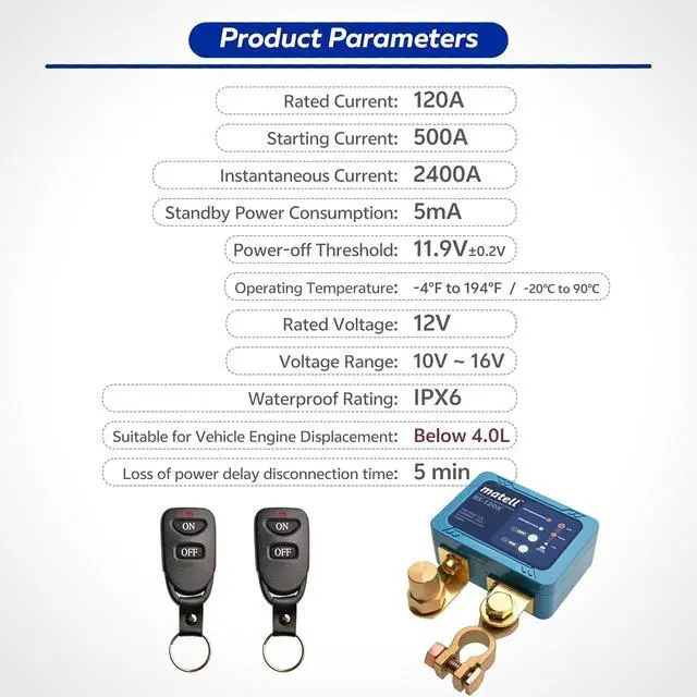 Alt view image 3 of 6 - DC 12V Remote Battery Disconnect Switch Smart Voltage Control Battery Kill Switch for Car Anti Theft Battery Shut Off Switch
