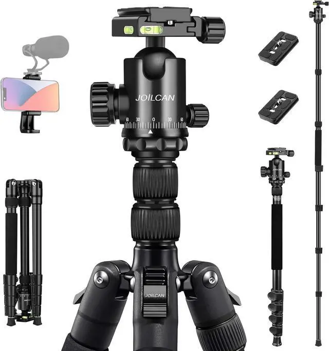 Main image of Tripod for Camera, 81" Camera Tripod Stand, 83 inch DSLR Tripods & Monopods, Aluminum Heavy Duty Tripod for Binocular Spotting Scope Telescope Phone