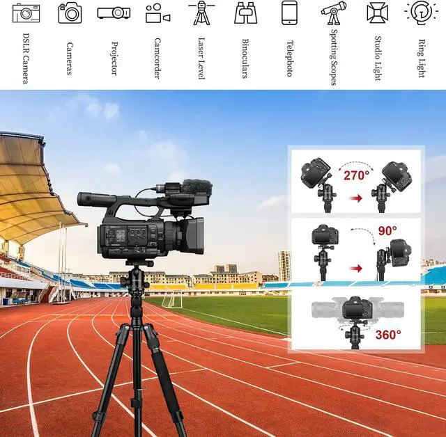 Alt view image 4 of 7 - Tripod for Camera, 81" Camera Tripod Stand, 83 inch DSLR Tripods & Monopods, Aluminum Heavy Duty Tripod for Binocular Spotting Scope Telescope Phone