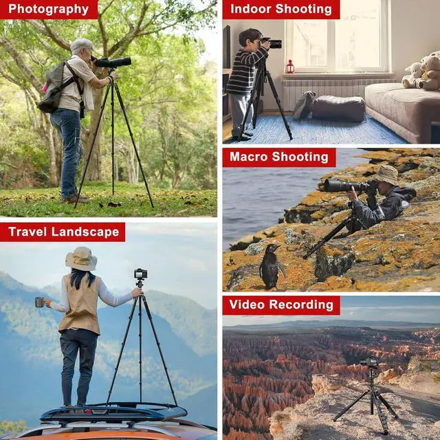 Alt view image 5 of 7 - Tripod for Camera, 81" Camera Tripod Stand, 83 inch DSLR Tripods & Monopods, Aluminum Heavy Duty Tripod for Binocular Spotting Scope Telescope Phone