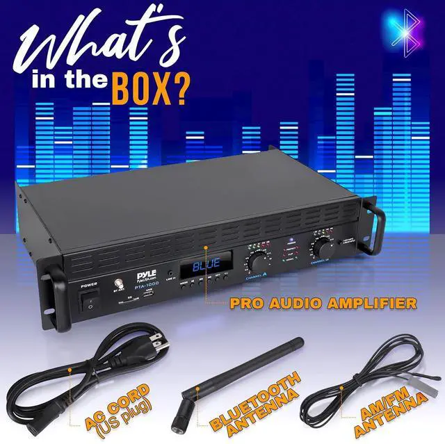 Alt view image 7 of 7 - 2-Channel Bluetooth Power Amplifier- 2000W Bridgeable Rack Mount Pro Audio Sound Wireless Home Stereo Receiver w/TRS XLR Input,LCD,Bridge Mode,Cooling Fan,Entertainment Speaker System- PTA1000BT