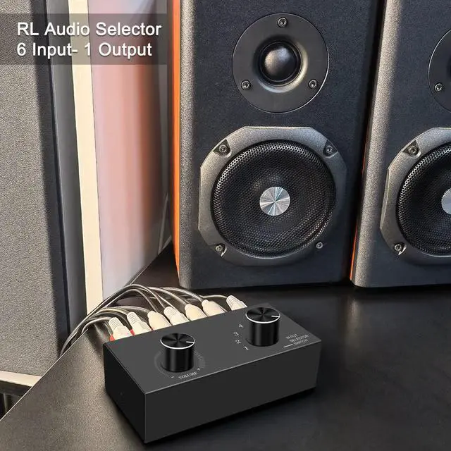 Alt view image 4 of 6 - 6-Channel RCA Audio Switcher 6 Input-1Output Audio Selector Passive Stereo Selector Box Compatible Home Theater, HDTV, Amplifiers, Hi-Fi Systems, Speakers etc.