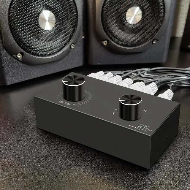 Alt view image 5 of 6 - 6-Channel RCA Audio Switcher 6 Input-1Output Audio Selector Passive Stereo Selector Box Compatible Home Theater, HDTV, Amplifiers, Hi-Fi Systems, Speakers etc.