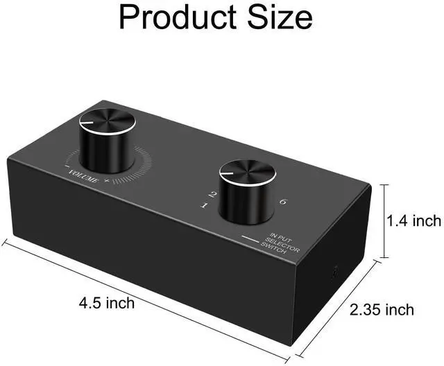 Alt view image 6 of 6 - 6-Channel RCA Audio Switcher 6 Input-1Output Audio Selector Passive Stereo Selector Box Compatible Home Theater, HDTV, Amplifiers, Hi-Fi Systems, Speakers etc.