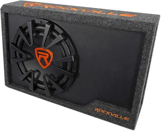 Alt view image 4 of 7 - RWS12CA 1200W 12" Amplified Powered Car Subwoofer Enclosure, 4 Ohm, Slim Design, Built-in Amplifier, Remote Bass Control, for Cars, Trucks & SUVs