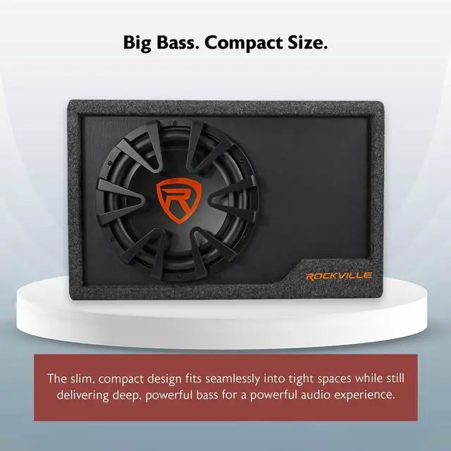 Alt view image 5 of 7 - RWS12CA 1200W 12" Amplified Powered Car Subwoofer Enclosure, 4 Ohm, Slim Design, Built-in Amplifier, Remote Bass Control, for Cars, Trucks & SUVs