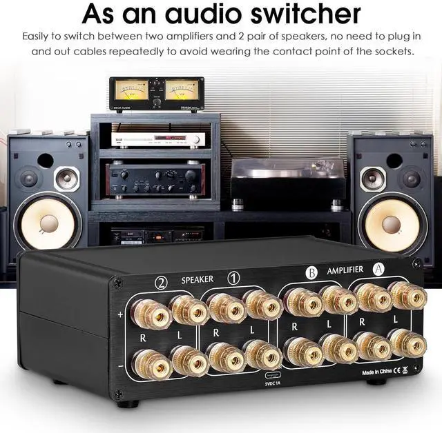 Alt view image 3 of 7 - VU3 Dual Analog VU Meter, 2-Way Amplifier/Speaker Switch, Audio Switcher Box with DB Panel Display