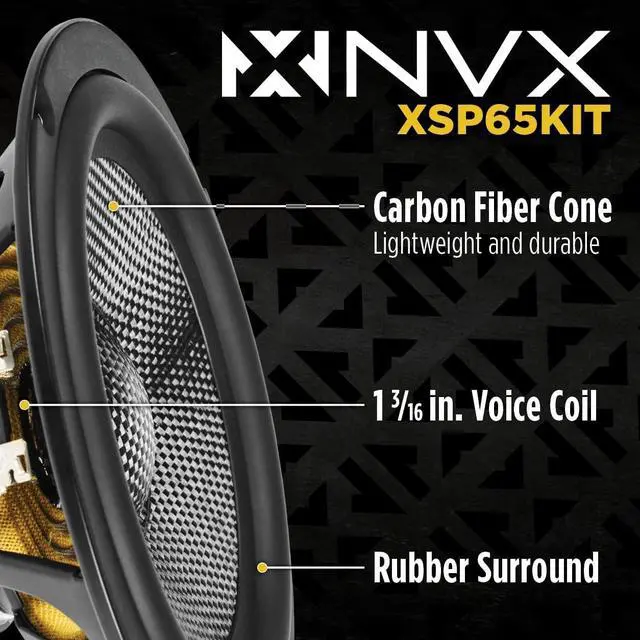 Alt view image 2 of 7 - ® XSP65KIT 6.5" Car Speakers, 600W Max, 200W RMS, 2-Way 6-1/2 inch Component System w/ 1" Silk Dome Tweeters & Passive X-Overs, Easy to Install in Cars/Trucks/Doors (Pair)