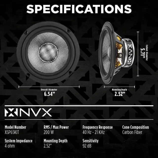Alt view image 3 of 7 - ® XSP65KIT 6.5" Car Speakers, 600W Max, 200W RMS, 2-Way 6-1/2 inch Component System w/ 1" Silk Dome Tweeters & Passive X-Overs, Easy to Install in Cars/Trucks/Doors (Pair)