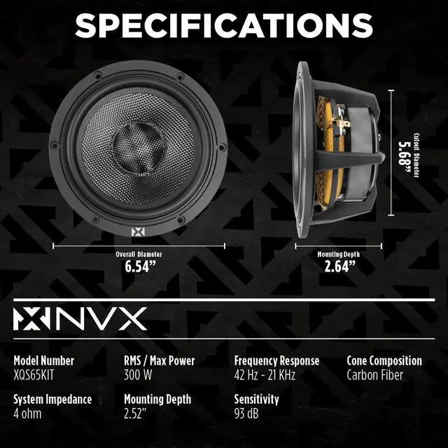 Alt view image 3 of 7 - ® XQS653KIT 6.5" High-Performance Car Speakers, 700W Max, 350W RMS, 3-Way 6-1/2 inch Component System, 3-1/2 inch Midrange, 1-3/16" Silk Dome Neodymium Tweeters & Adjustable Passive X-Overs (Pair)