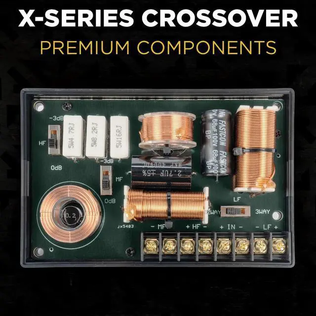 Alt view image 4 of 7 - ® XQS653KIT 6.5" High-Performance Car Speakers, 700W Max, 350W RMS, 3-Way 6-1/2 inch Component System, 3-1/2 inch Midrange, 1-3/16" Silk Dome Neodymium Tweeters & Adjustable Passive X-Overs (Pair)