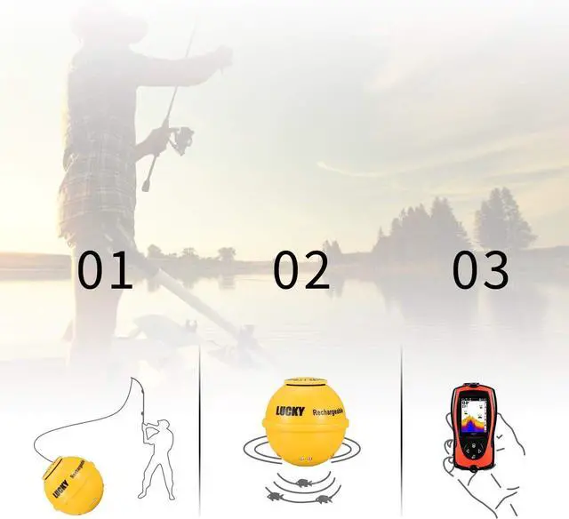 Alt view image 2 of 7 - Portable Fish Finder Transducer Sonar Sensor 147 Feet Water Depth Finder LCD Screen Echo Sounder Fishfinder with Fish Attractive Lamp for Ice Fishing Sea Fishing