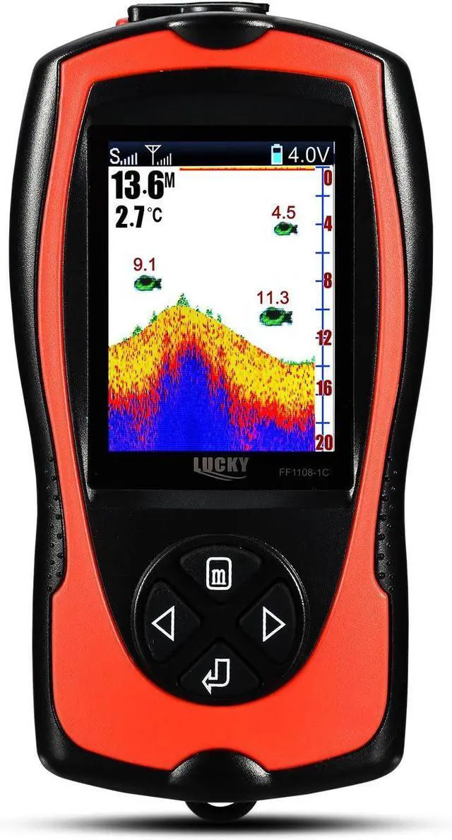 Alt view image 4 of 7 - Portable Fish Finder Transducer Sonar Sensor 147 Feet Water Depth Finder LCD Screen Echo Sounder Fishfinder with Fish Attractive Lamp for Ice Fishing Sea Fishing